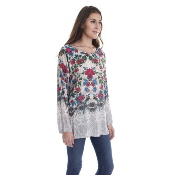 Johnny Was Nina Boxy Floral Challis Tunic sz M NEW - Picture 4 of 4